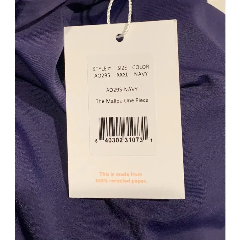 Andie Womens Malibu One Piece Swimsuit Size 20 XXXL NEW Navy Blue High Neckline
